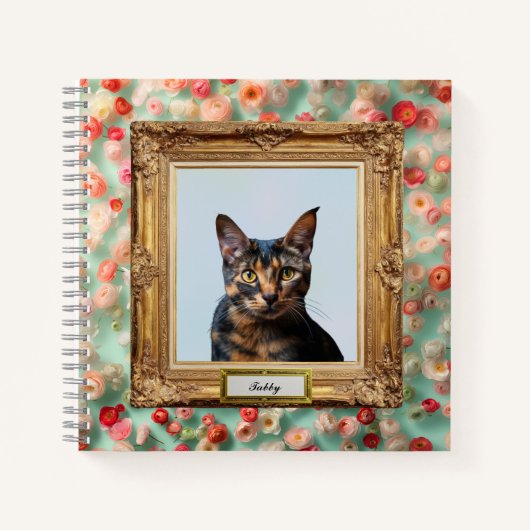 Custom Pet Portrait Notebook – Your Cat in a Frame ノートブック (正面)
