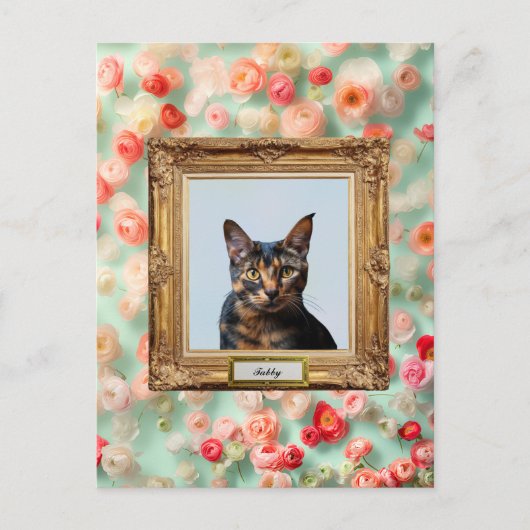 Custom Pet Portrait Postcard – Your Cat in a Frame シーズンポストカード (正面)