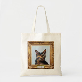 Custom Pet Portrait Tote – Your Cat in a Frame トートバッグ