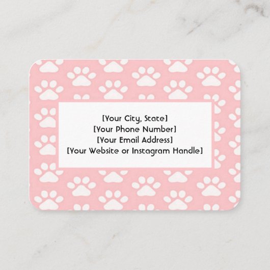 Custom Pet Sitter Business Card – Pink Paw Print 名刺 (裏面)