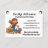 Custom Pet Sitter Business Card with Cute Cartoon  名刺 (正面)