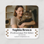 Custom Pet Sitter Business Card with Photo  スクエア名刺 (正面)