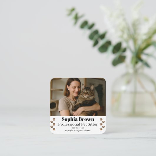 Custom Pet Sitter Business Card with Photo  スクエア名刺 (スタンド正面)