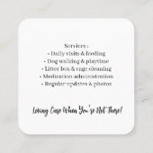 Custom Pet Sitter Business Card with Photo  スクエア名刺 (裏面)