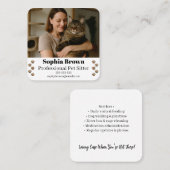 Custom Pet Sitter Business Card with Photo  スクエア名刺 (正面/裏面)