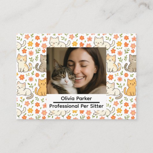 Custom Pet Sitter Business Card with Photo 名刺 (正面)