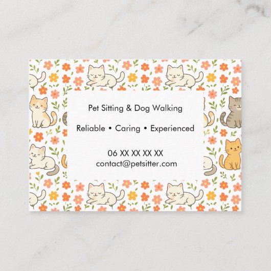 Custom Pet Sitter Business Card with Photo 名刺 (裏面)