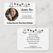 Custom Pet Sitter Business Card with Photo 名刺 (正面/裏面)