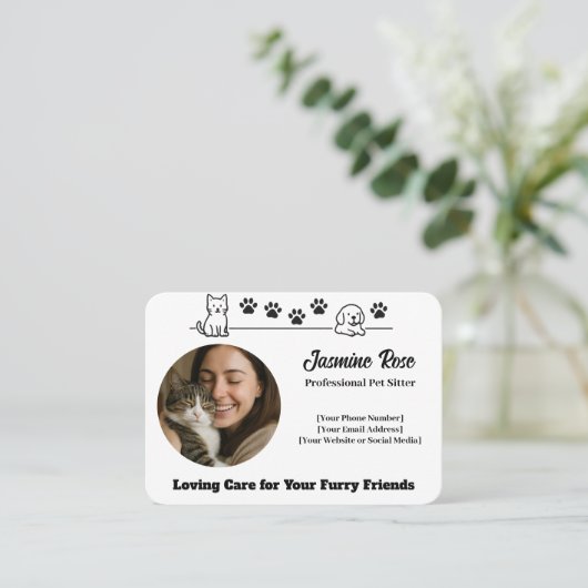 Custom Pet Sitter Business Card with Photo  名刺 (スタンド正面)