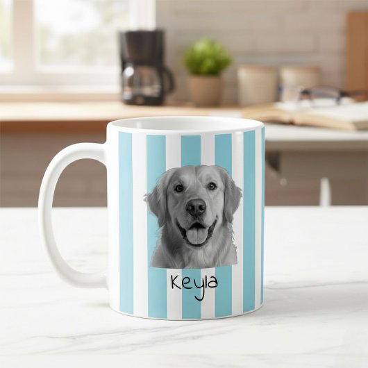 Custom Pet Striped Mug Using Pet Photo コーヒーマグカップ