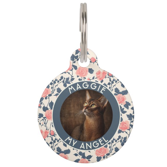 Custom Pet Themed Gift Rose Motif ペット　ネームタグ (正面)