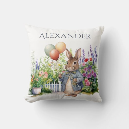 Custom Peter the rabbit balloons garden クッション (正面)