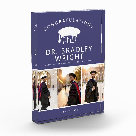 Custom PhD Doctoral Grad Hat Doctoral Graduation フォトブロック (左)