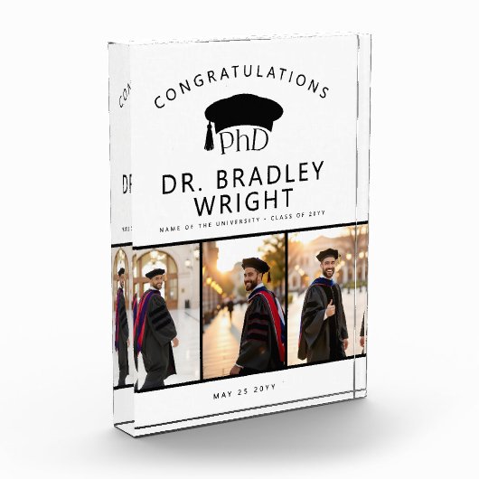 Custom PhD Doctoral Grad Hat Doctoral Graduation フォトブロック (左)