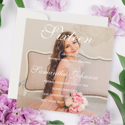 Custom photo 16th Birthday card - Personalised  招待状