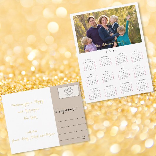 Custom Photo 2026 Calendar Christmas New Years シーズンポストカード