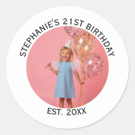 Custom Photo 21st 2Oth 30th 40th Birthday Party Cl ラウンドシール