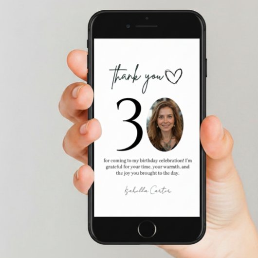 Custom Photo 30th Birthday Thank You Card サンキューカード