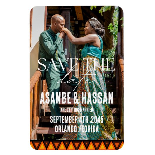 Custom Photo African Ethnic Wedding Save the Date マグネット (縦)