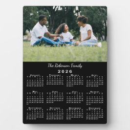 Custom Photo and Name 2026 Calendar Black Desktop フォトプラーク