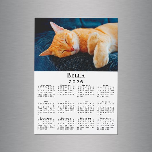 Custom Photo and Name 2026 Calendar Magnet