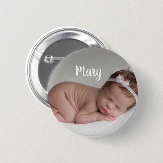 Custom photo and name button personalized 缶バッジ (正面&裏面)