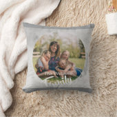 custom photo and text circle gray distressed    クッション (ブランケット)