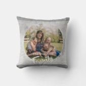 custom photo and text circle gray distressed    クッション (正面)