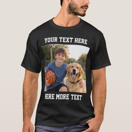 Custom Photo and Text Or Name Bold Sporty  Tシャツ (正面)