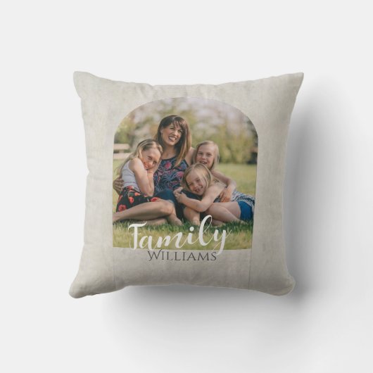 custom photo and text pale taupe minimalist    クッション (裏面)