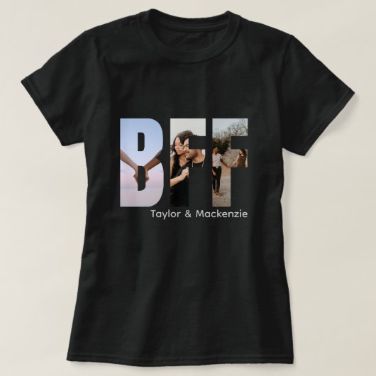 Custom Photo And Text Personalized BFF Friends Tシャツ (デザイン正面)