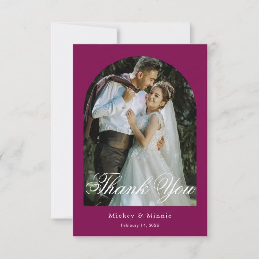 Custom Photo and Text Wine Wedding サンキューカード (正面)