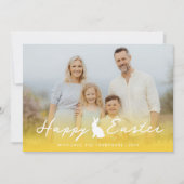 Custom Photo And Yellow Gradient With Bunny Easter カード (正面)