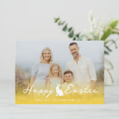 Custom Photo And Yellow Gradient With Bunny Easter カード (スタンド正面)