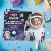 Custom Photo Astronaut 4th Birthday Boy 招待状