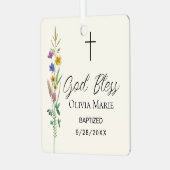 Custom Photo Baptism Wildflower Ceramic メタルオーナメント (正面左)