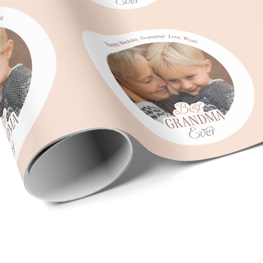 Custom Photo Best Grandma Ever ラッピングペーパー (ロールコーナー)