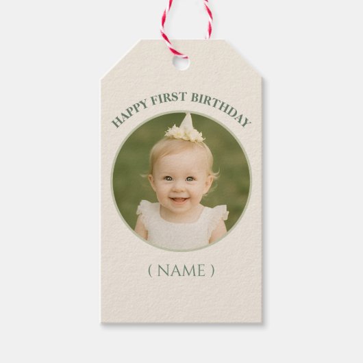 Custom Photo Birthday Sticker- Personal Invitation ギフトタグ (正面)
