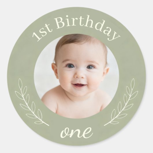 Custom Photo Birthday Sticker - Personalized Happy ラウンドシール (正面)