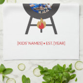 Custom Photo Black Kettlebell BBQ Dad Grill Badge キッチンタオル (折り畳み)