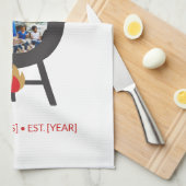 Custom Photo Black Kettlebell BBQ Dad Grill Badge キッチンタオル (四つ折り)