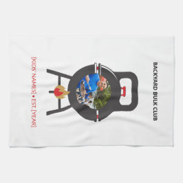 Custom Photo Black Kettlebell BBQ Dad Grill Badge キッチンタオル