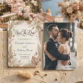 Custom Photo Bohemian Pampas Floral Rustic  セーブザデート