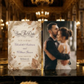 Custom Photo Bohemian Pampas Floral Rustic  セーブザデート