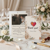 Custom Photo Boho Terracotta Wedding サンキューカード