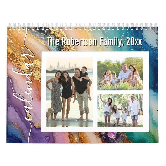 Custom Photo Calendar Beautiful Glitter Agate カレンダー (カバー)