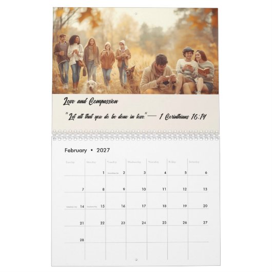 Custom Photo Calendar with Bible Verses カレンダー (2月 2027)