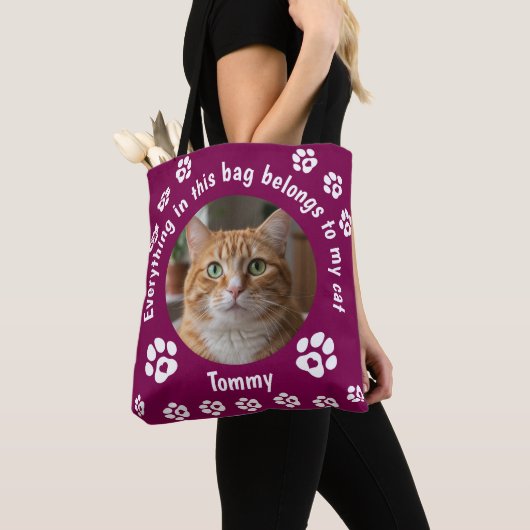 Custom Photo Cat Lover Tote Bag トートバッグ (クローズアップ)