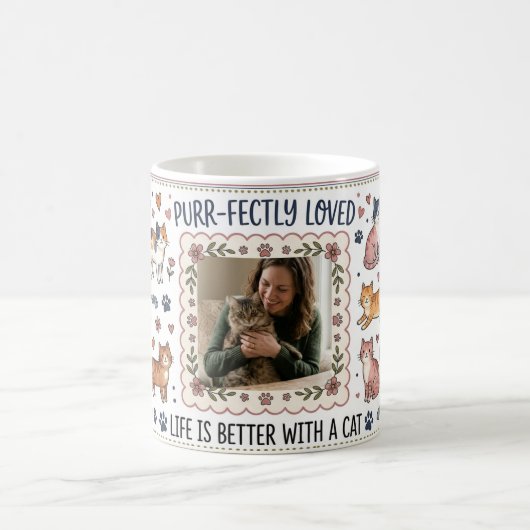 Custom Photo Cat Mug - Cat Lovers Gift コーヒーマグカップ (中央)