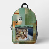 Custom Photo Cat Paw Prints Abstract Geometric プリントバックパック (正面)